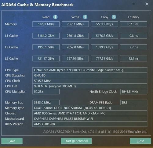 WIFI主板评测锐龙 7 9800X3D的性价比搭档CQ9电子登录蓝宝石 PULSE 脉动B850MP(图12)